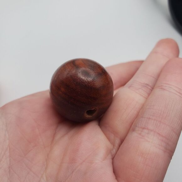 Wooden Carmel ball‎ charm pendant - Picture 2 of 2